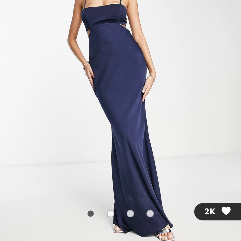 ASOS DESIGN satin maxi dress with cut out and tie back detail